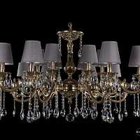 Литая подвесная люстра с хрусталем и абажурами Bohemia IVELE Crystal 1703/18/320+210/A/GB/SH24