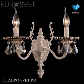 Бра EUROSVET 3281 3281/2 белый с золотом/тонированный хрусталь Strotskis