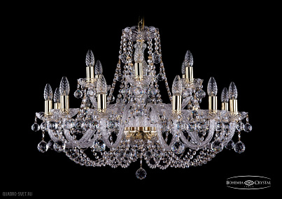 Хрустальная подвесная люстра Bohemia IVELE Crystal 1406/12+6/300/G/Balls