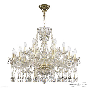 Большая хрустальная люстра Bohemia IVELE Crystal 5413/12+6/300 G Clear/M-1H