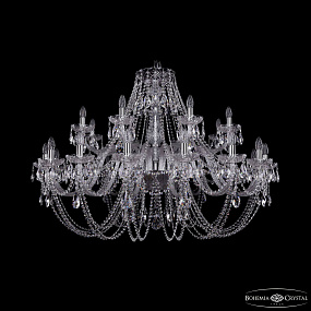 Большая хрустальная люстра Bohemia IVELE Crystal 1406/16+8/460 Ni