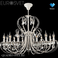 Люстра большая EUROSVET 3305 3305/12 белый с золотом/прозрачный хрусталь Strotskis