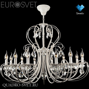 Люстра большая EUROSVET 3305 3305/12 белый с золотом/прозрачный хрусталь Strotskis
