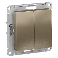 Выключатель 2-клавишный Schneider Electric ATLASDESIGN, скрытый монтаж, шампань, ATN000551