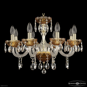 Хрустальная подвесная люстра Bohemia IVELE Crystal 5417/8/195 G Amber/M-1G