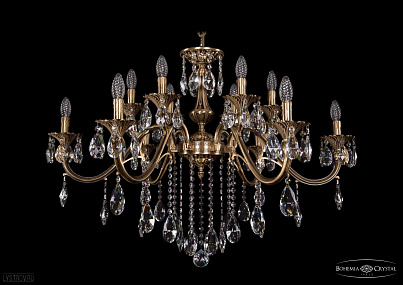 Литая подвесная люстра с хрусталем Bohemia IVELE Crystal 1703/12/360/B/FP
